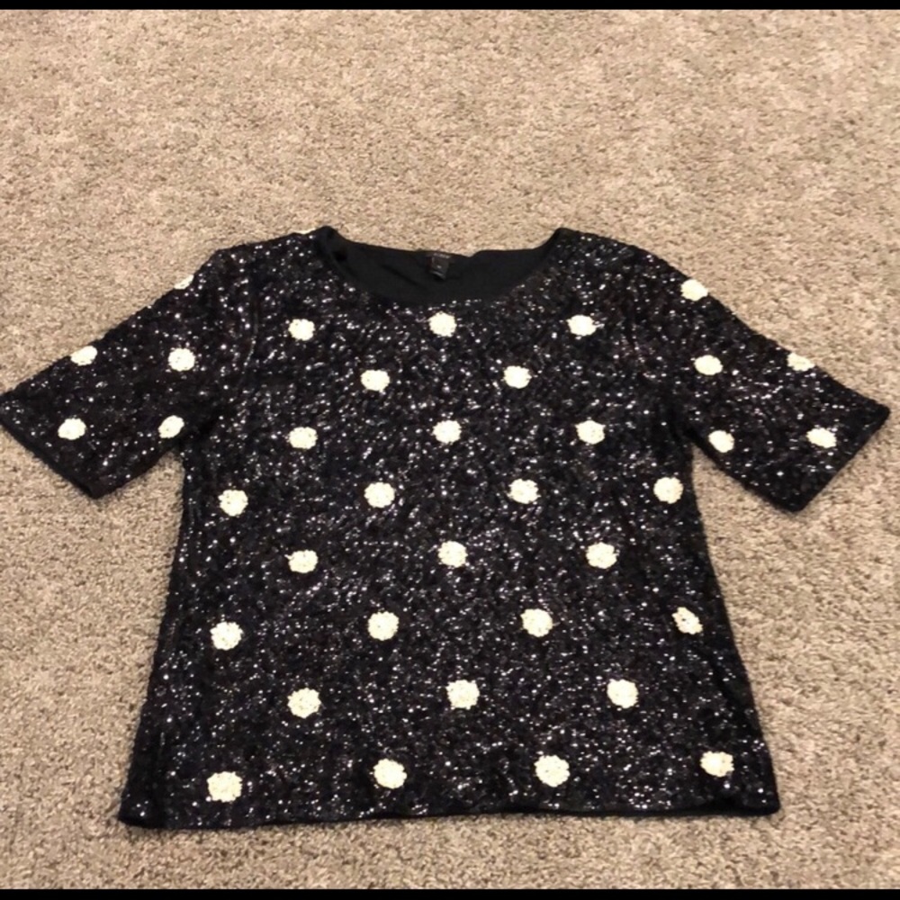 J Crew polka dot sequined top